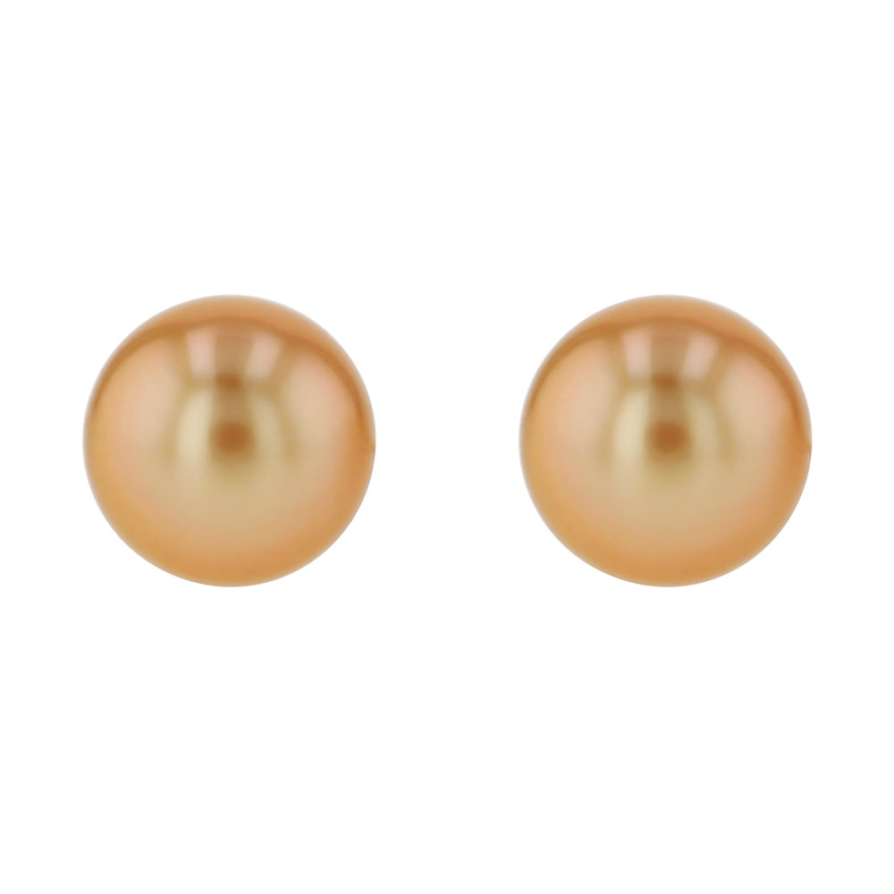 TARA Pearls Golden South Sea Cultured Pearl Stud Earrings in Yellow Gold, 8-9 mm