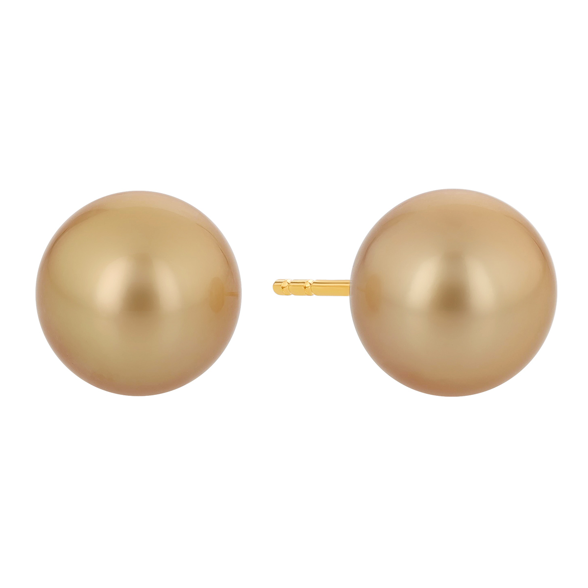 TARA Pearls Golden South Sea Cultured Pearl Stud Earrings in Yellow Gold, 9-10 mm