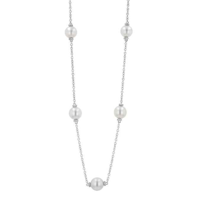 TARA Pearls White South Sea Cultured Pearl Station Necklace in White Gold, 17"