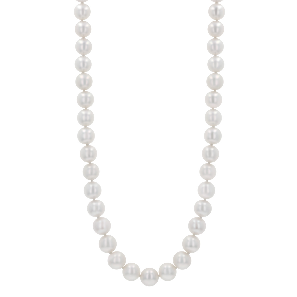 TARA Pearls White Cultured Pearl Strand Necklace with Diamond Yellow Gold Clasp, 9.5-10.5 mm, 18