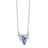 Pear Shape Sapphire & Diamond Bee Pendant in White Gold, 18"