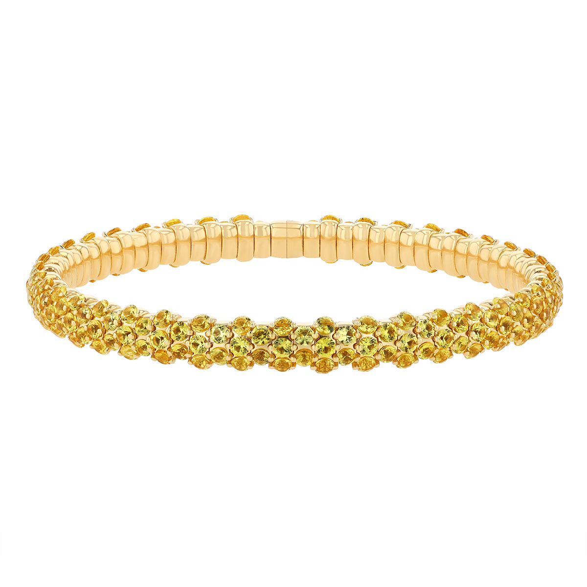 Zydo Collection Yellow Sapphire Pavé Slim Stretch Bracelet in Yellow Gold