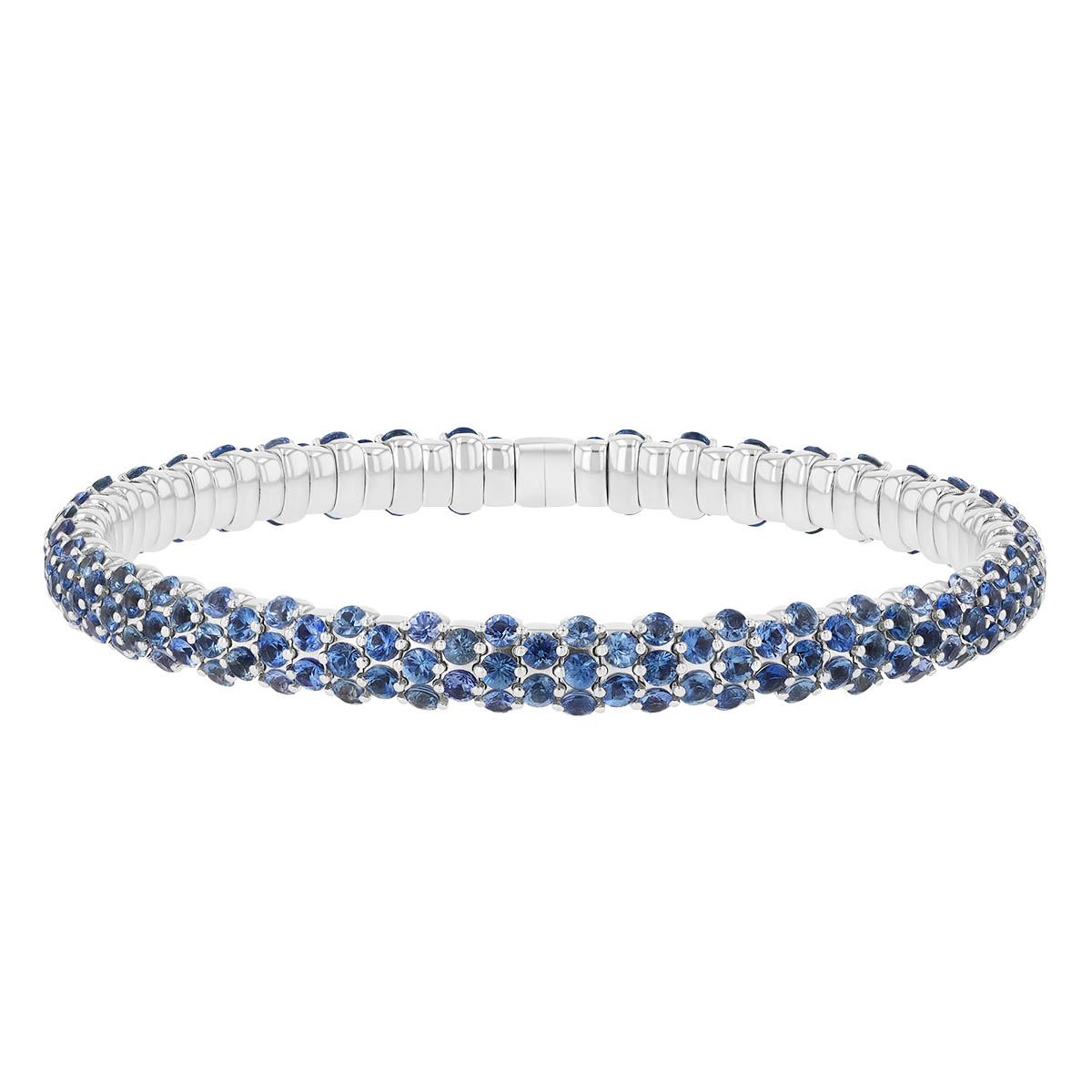 Zydo Collection Sapphire Pavé Slim Stretch Bracelet in White Gold