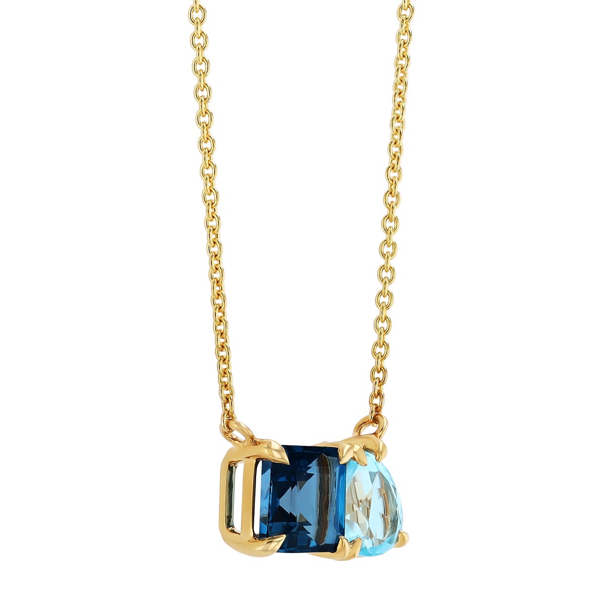 Doves Multi-Shape Topaz Duo Pendant in Yellow Gold, 16
