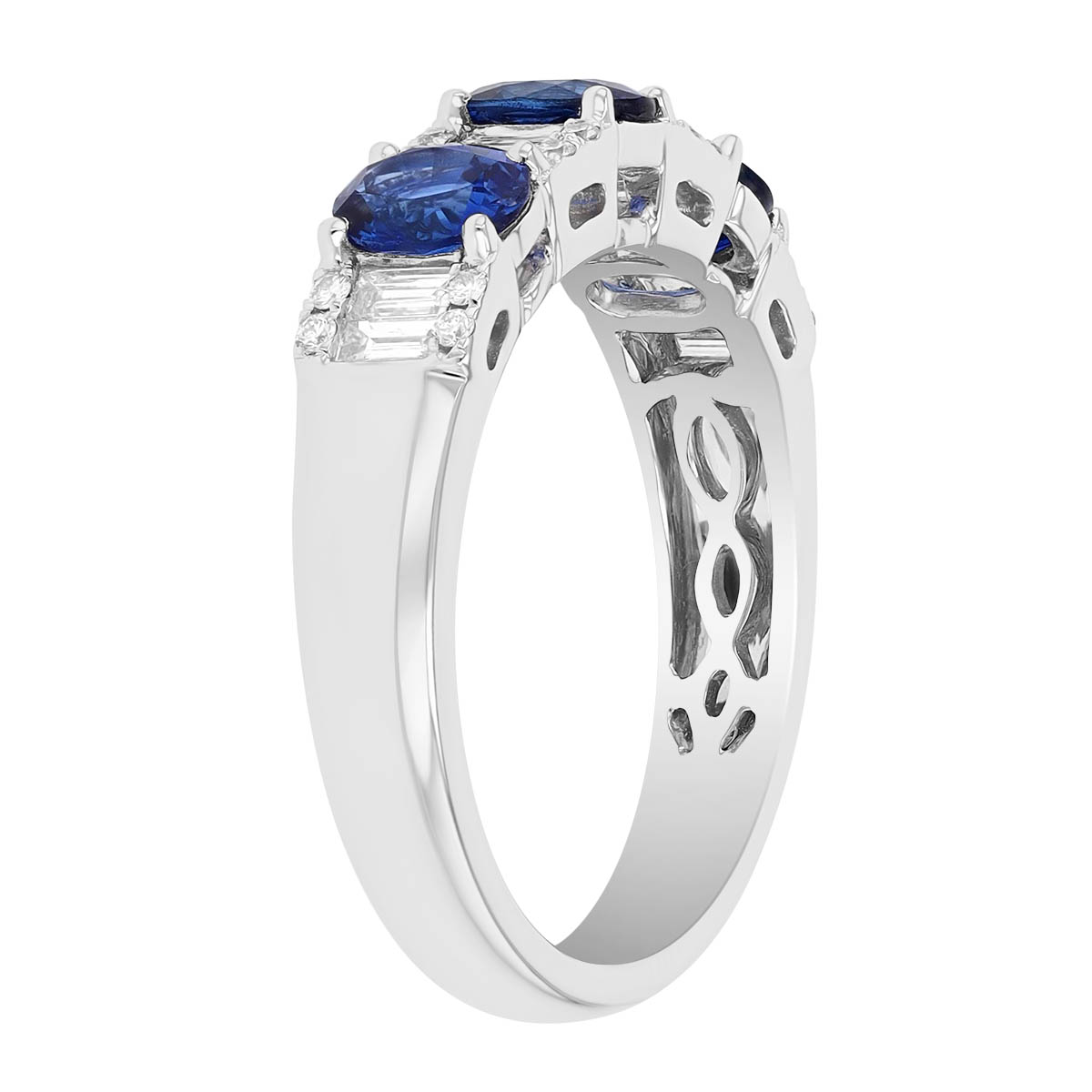 Oval Sapphire & Multi-Shape Diamond Ring in White Gold
