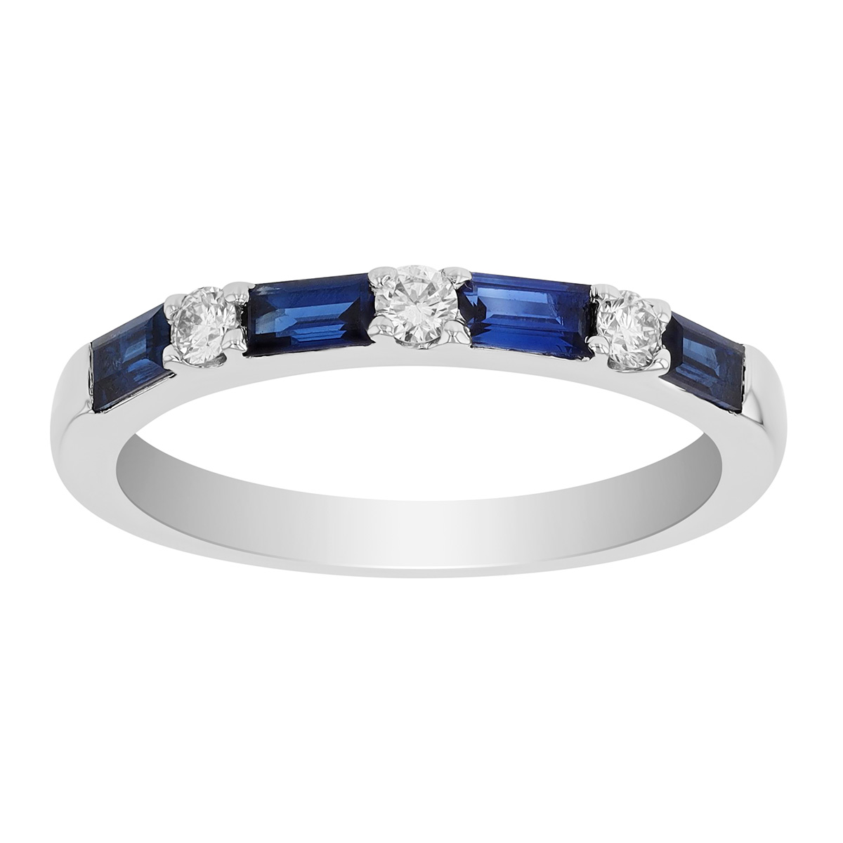 Baguette Sapphire & Round Diamond Ring in White Gold | Borsheims