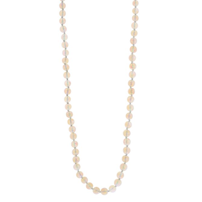Opal Bead Strand Necklace in Yellow Gold, 22"