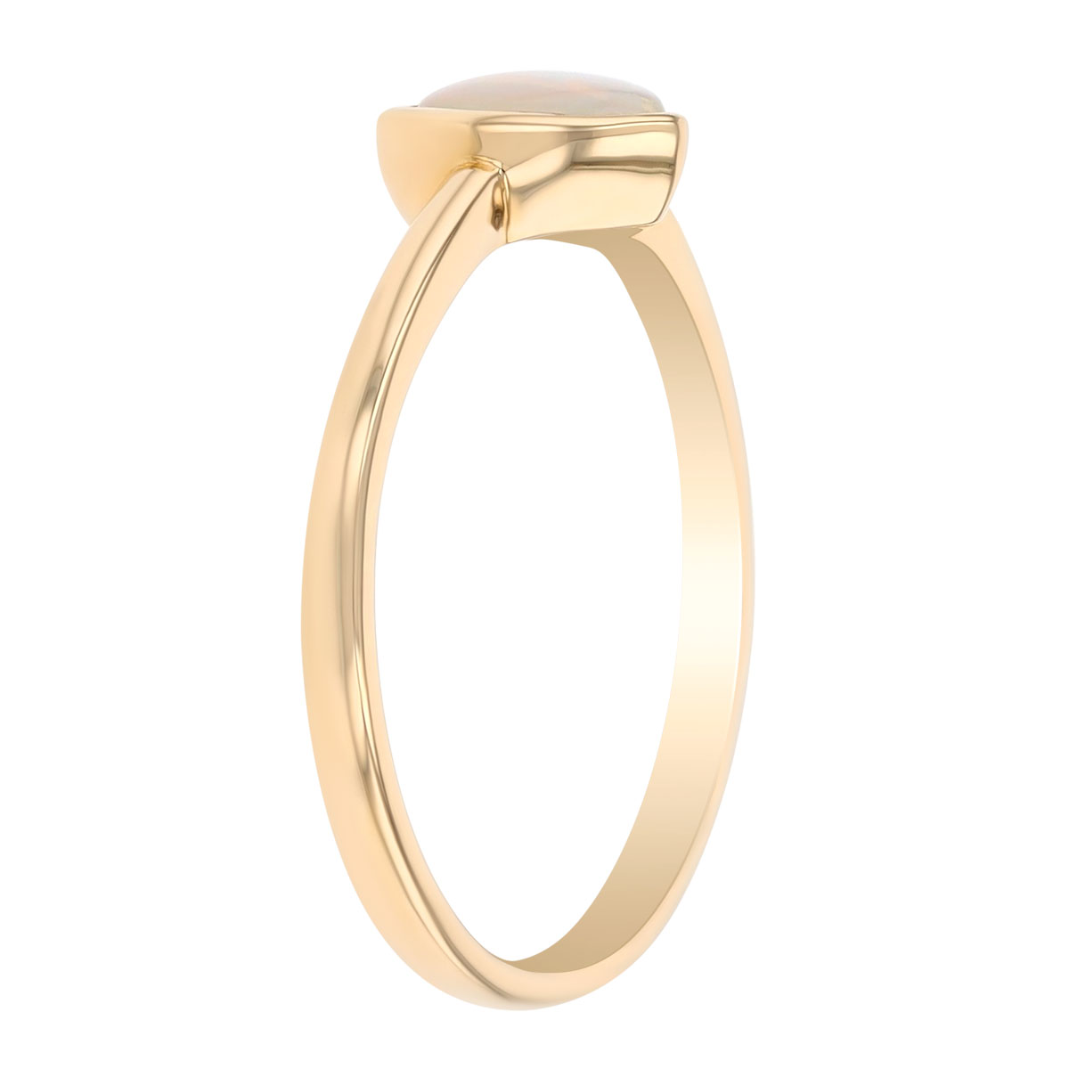 Bezel Set Heart Cabochon Opal Ring in Yellow Gold