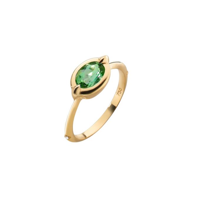 Monica Rich Kosann Points North Tourmaline & Diamond Ring in Yellow Gold, Size 7