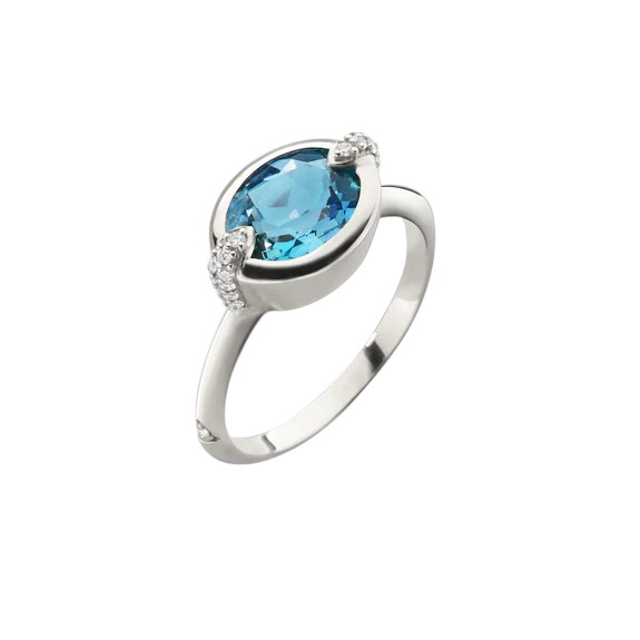 Monica Rich Kosann Points North Deep Set Topaz & White Sapphire Ring in Sterling Silver