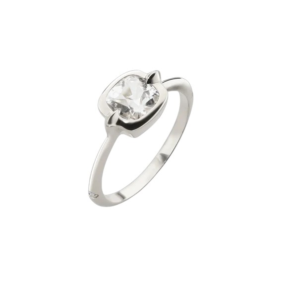 Monica Rich Kosann Points North Rock Crystal Quartz & White Sapphire Ring in Sterling Silver