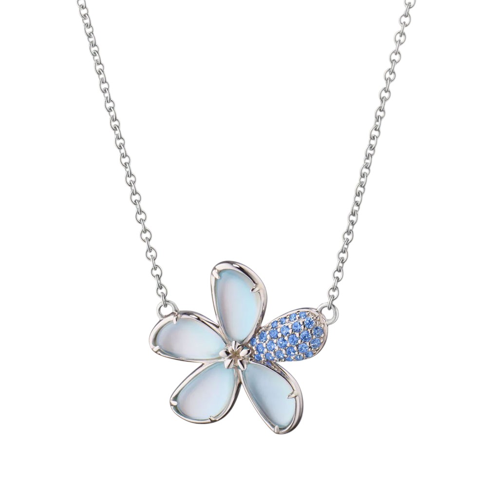 Monica Rich Kosann Mother of Pearl, Topaz, & Blue Sapphire Flower Pendant in Sterling Silver, 18