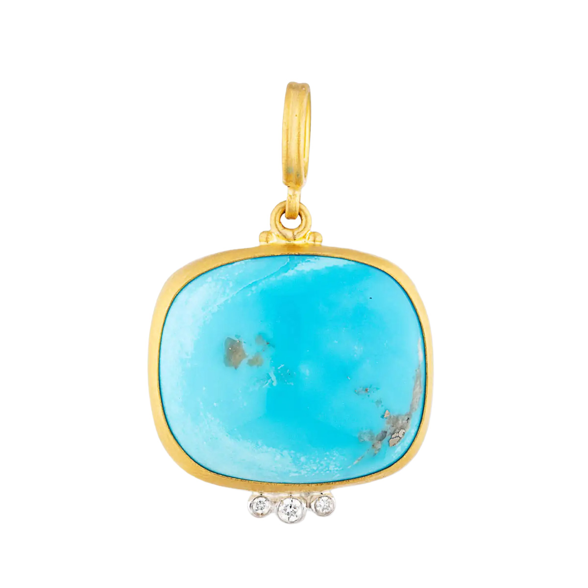 Lika Behar Bezel Set Turquoise Charm in Yellow Gold with Diamond Accents