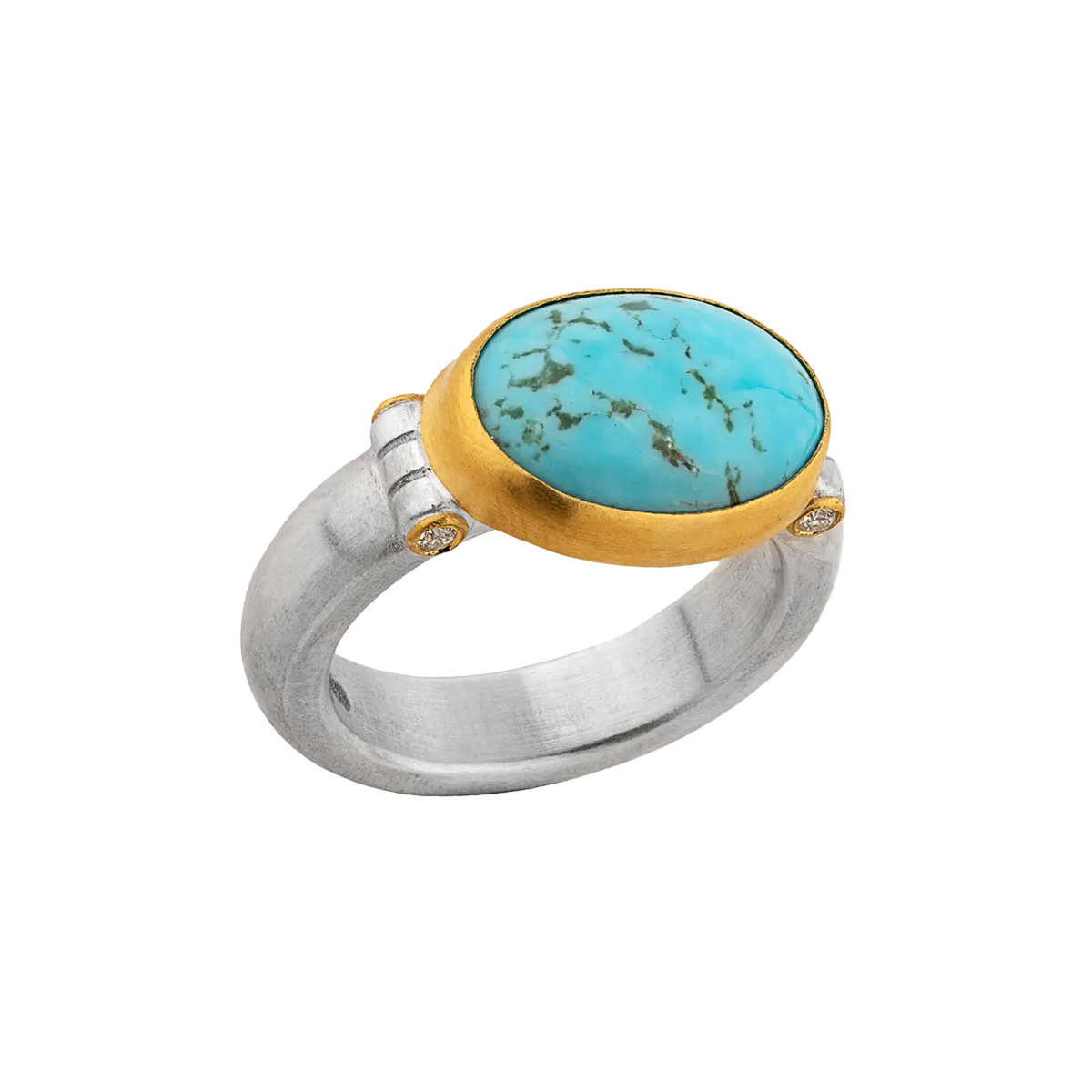 Lika Behar Oval Cabochon Turquoise Ring in Yellow Gold & Sterling Silver