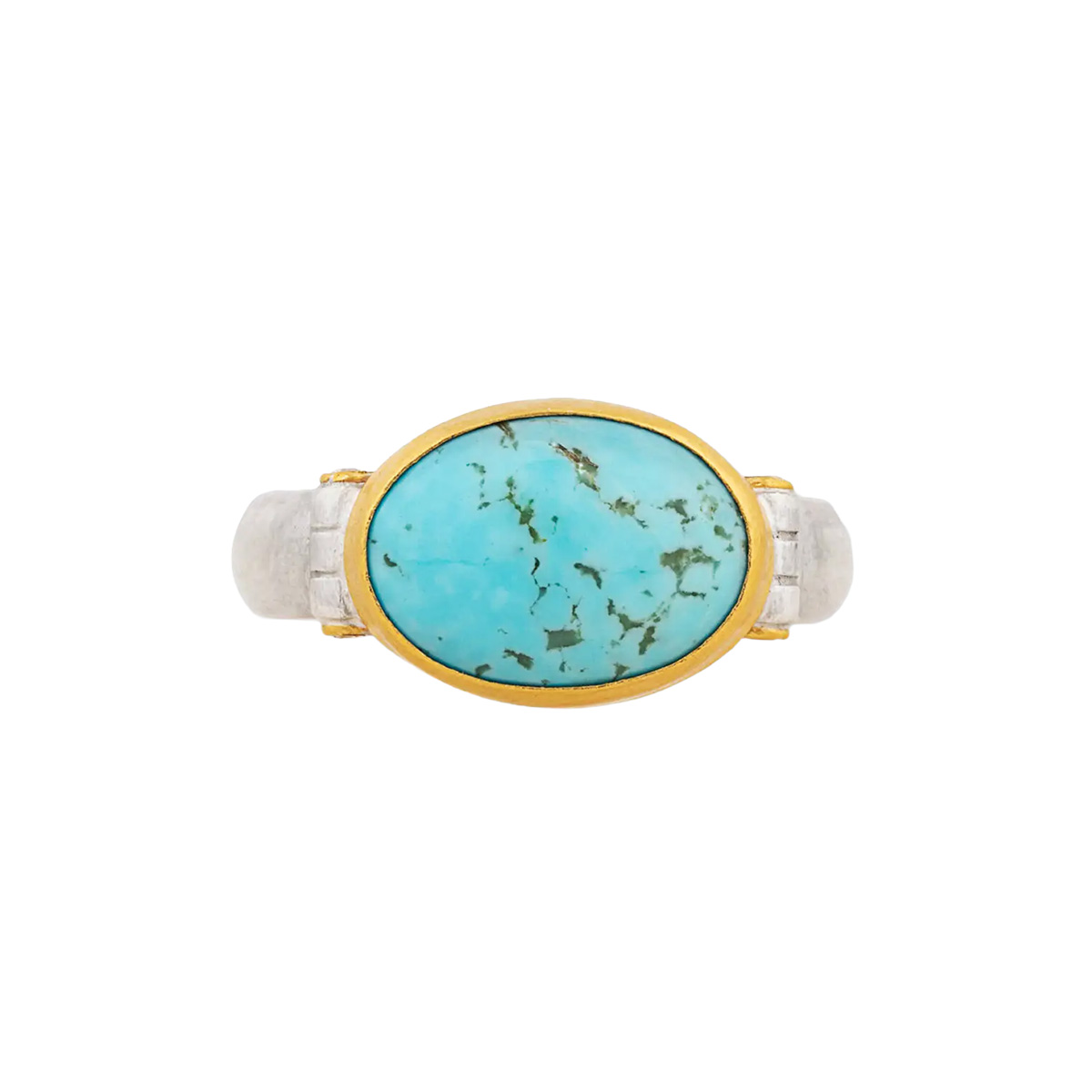 Lika Behar Oval Cabochon Turquoise Ring in Yellow Gold & Sterling Silver
