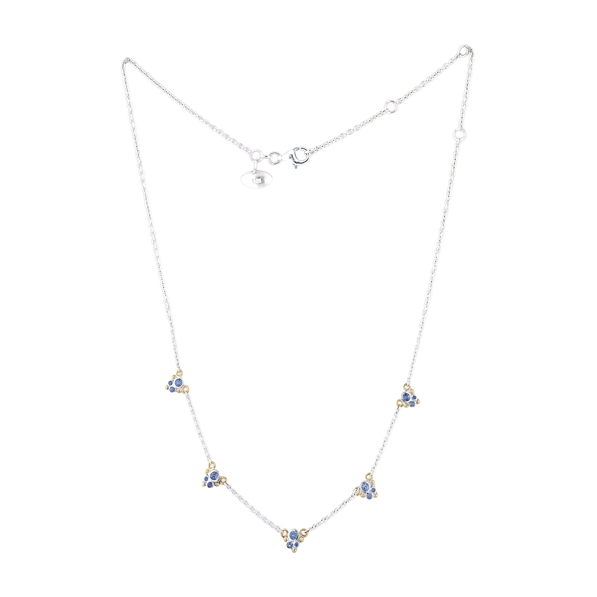 Lika Behar Sapphire Cluster Station Necklace in Sterling Silver & Yellow Gold, 19