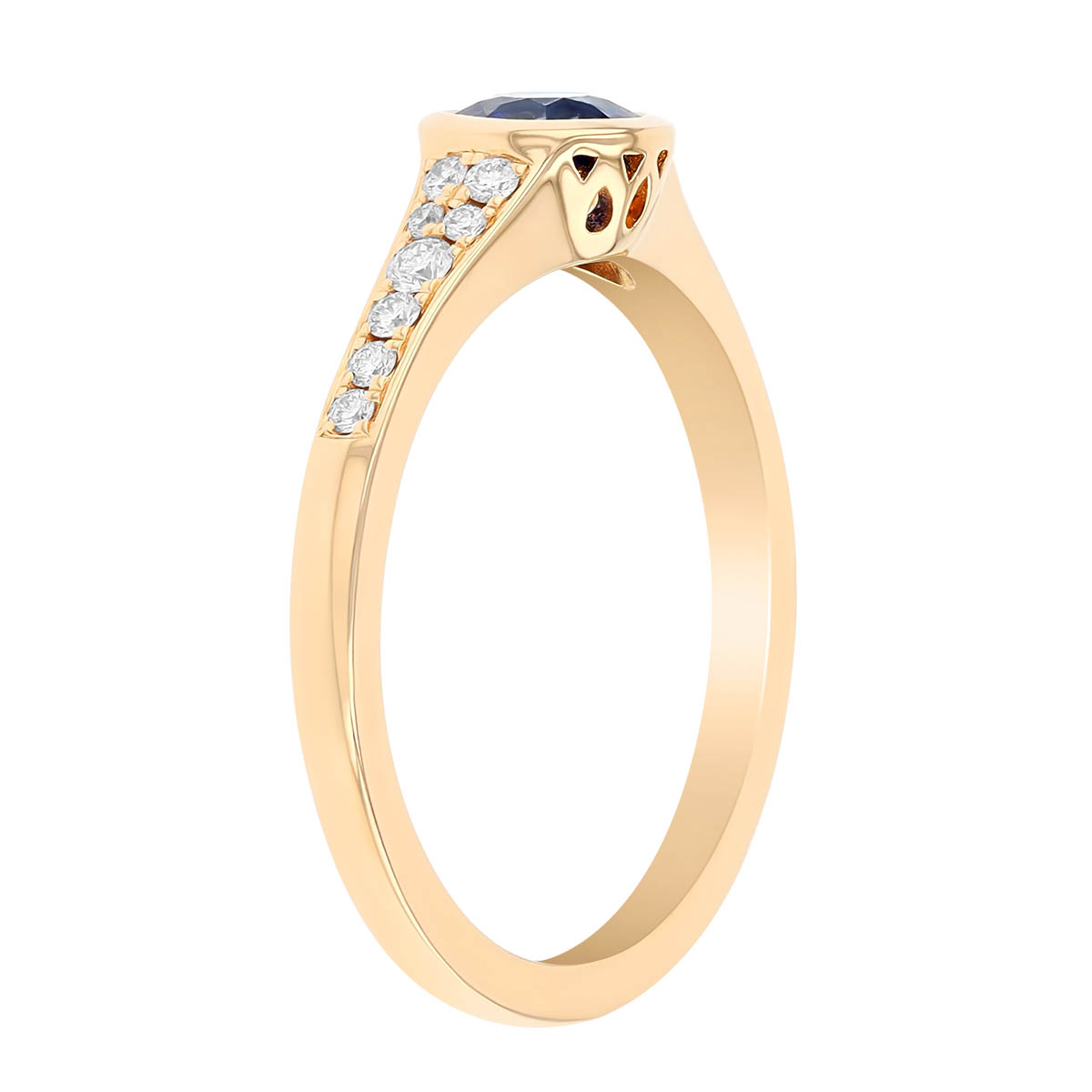 Bezel Set Sapphire & Diamond Ring in Yellow Gold