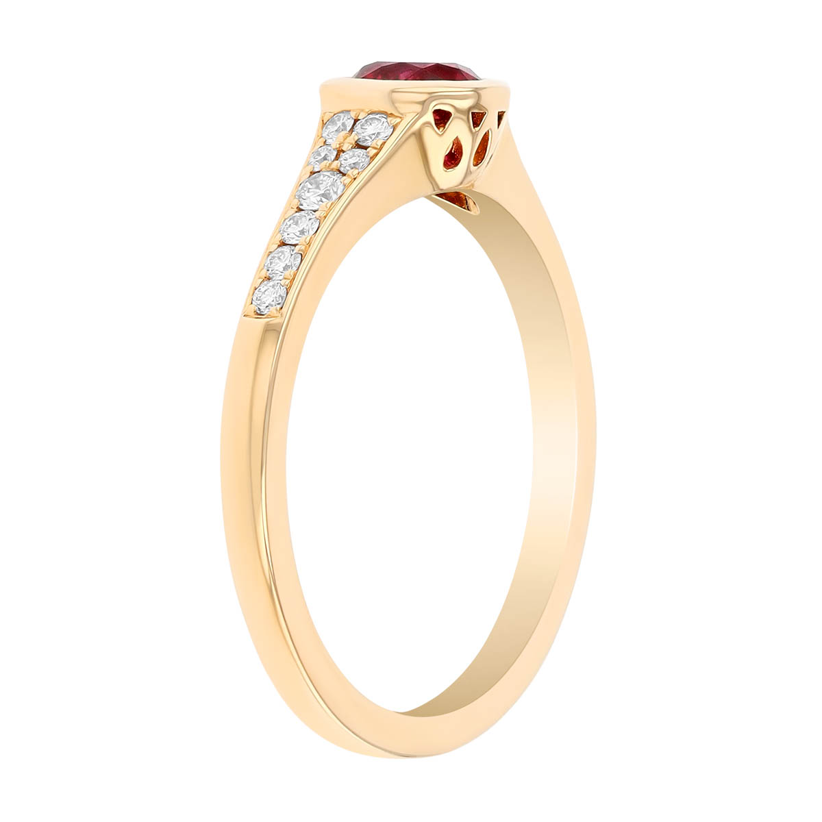 Bezel Set Ruby & Diamond Ring in Yellow Gold