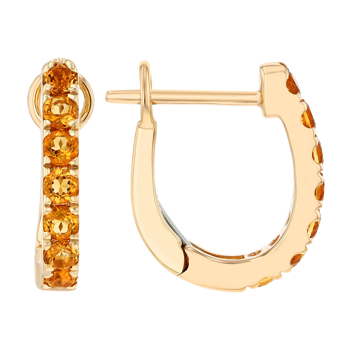 Citrine Huggie Hoop Earrings in Yellow Gold