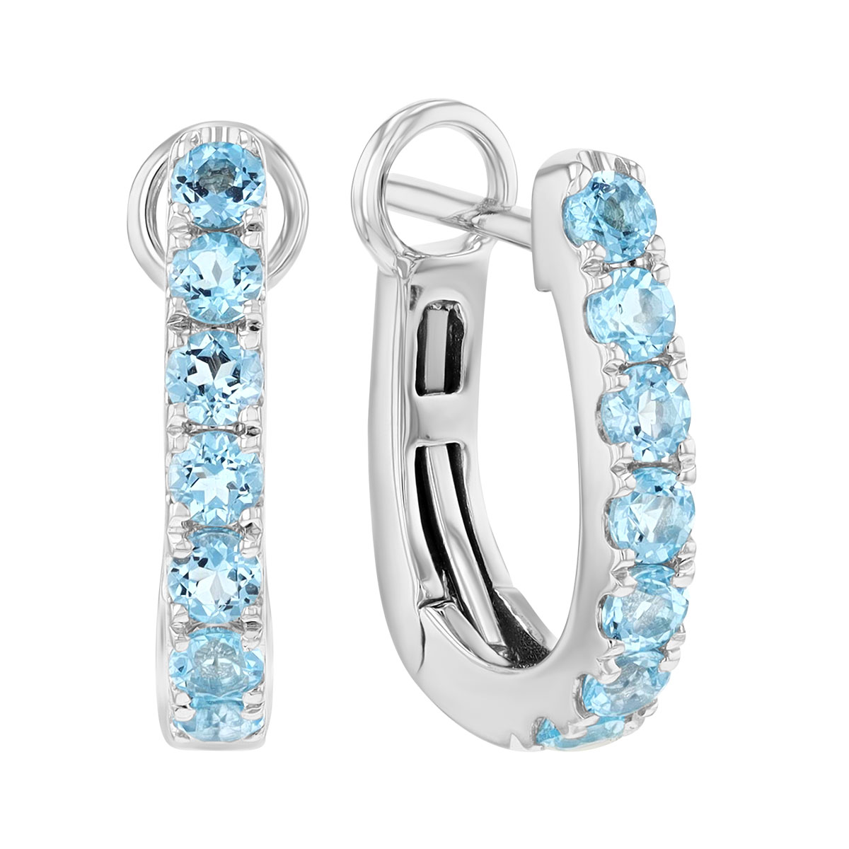 Topaz Huggie Hoop Earrings in White Gold