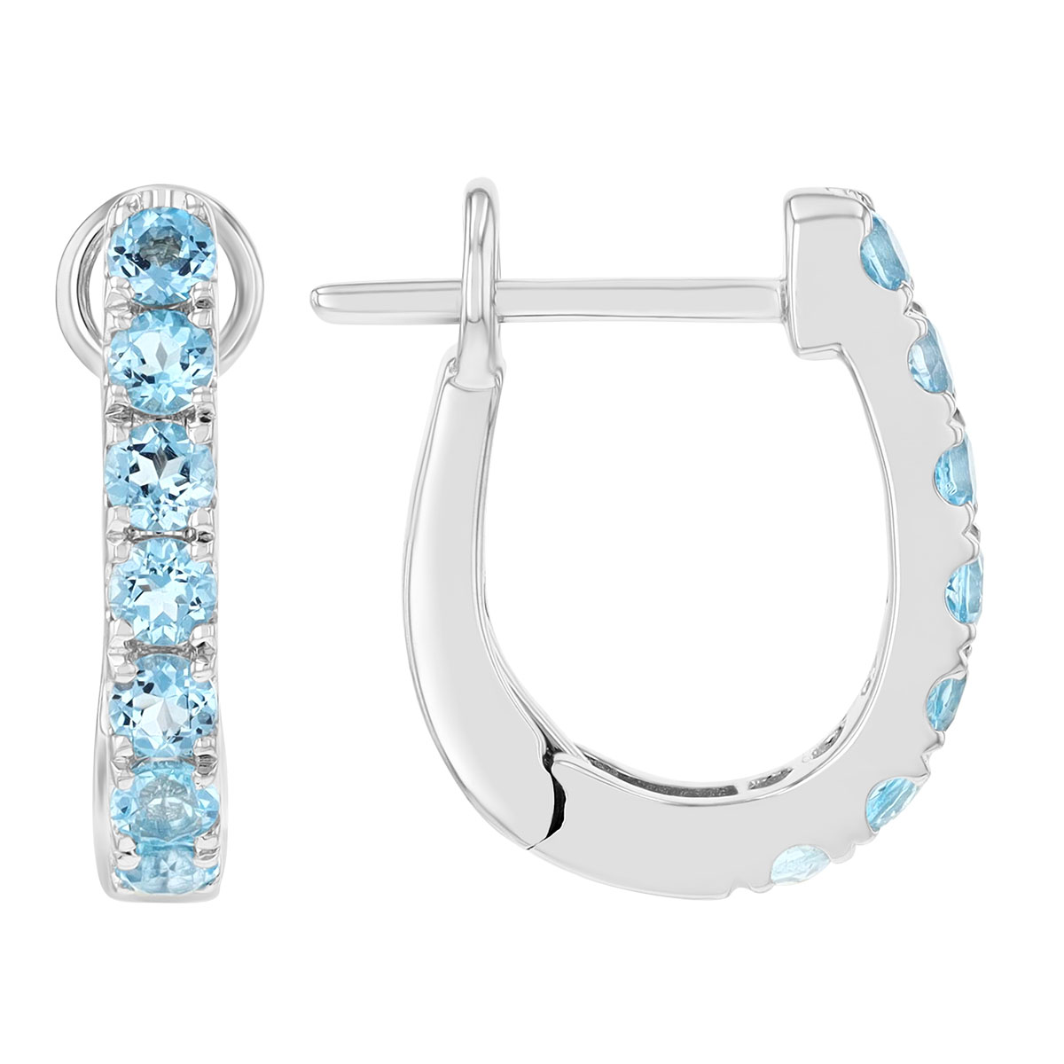 Topaz Huggie Hoop Earrings in White Gold