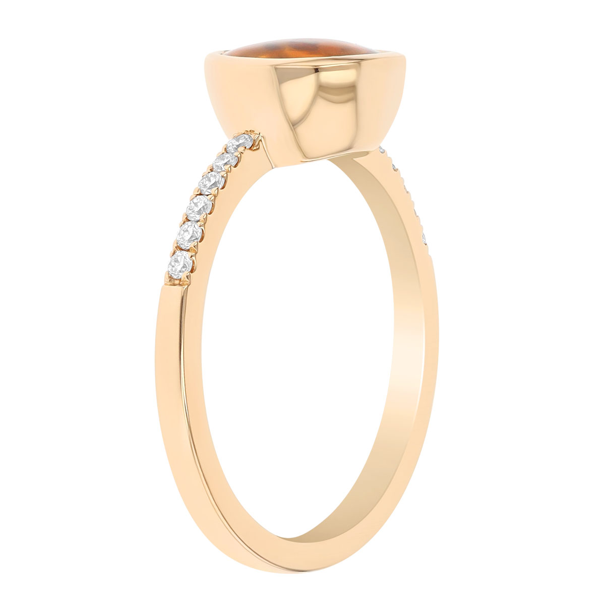 Bezel Set Pear Shape Citrine & Diamond Ring in Yellow Gold