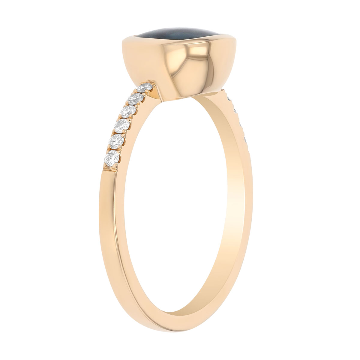 Bezel Set Pear Topaz & Diamond Ring in Yellow Gold