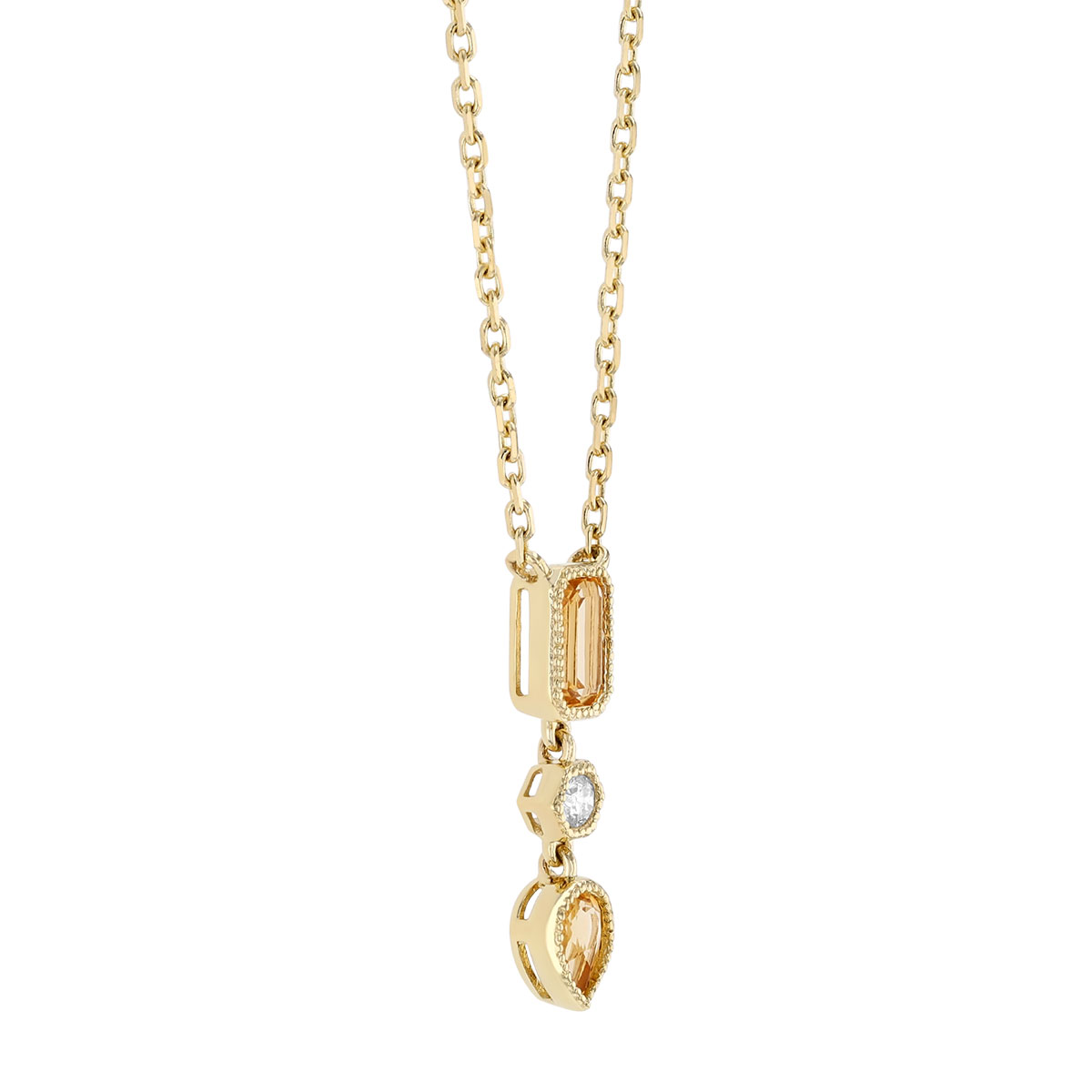 Multi-Shape Citrine & Diamond Trio Pendant in Yellow Gold, 18