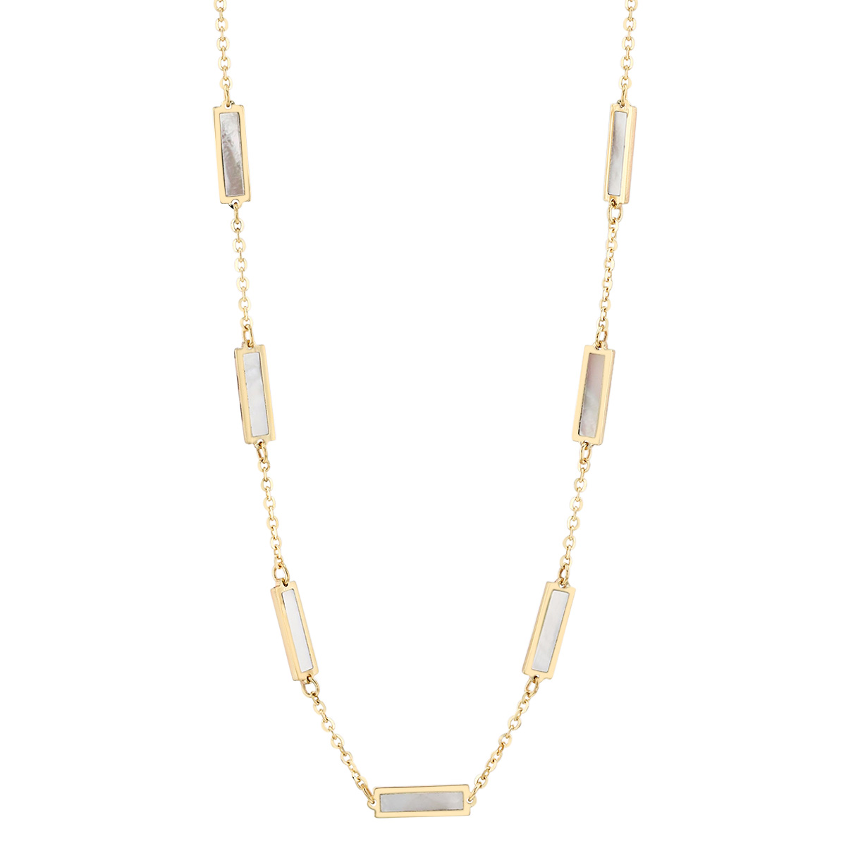 Frederic Sage Mother of Pearl Bar Station Necklace in Yellow Gold, 18