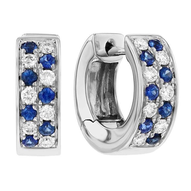 Frederic Sage Sapphire & Diamond Pavé Huggie Hoop Earrings in White Gold