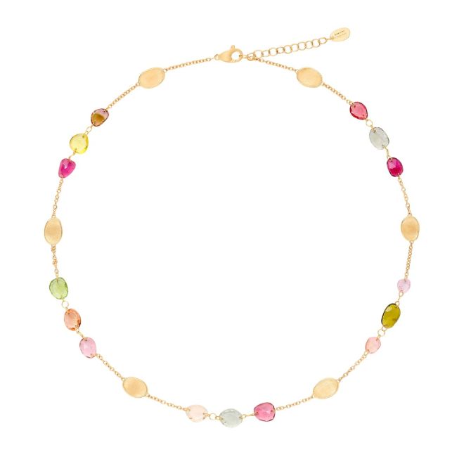 Marco Bicego Lunaria Tourmaline Bead Station Necklace in Yellow Gold, 16.5"
