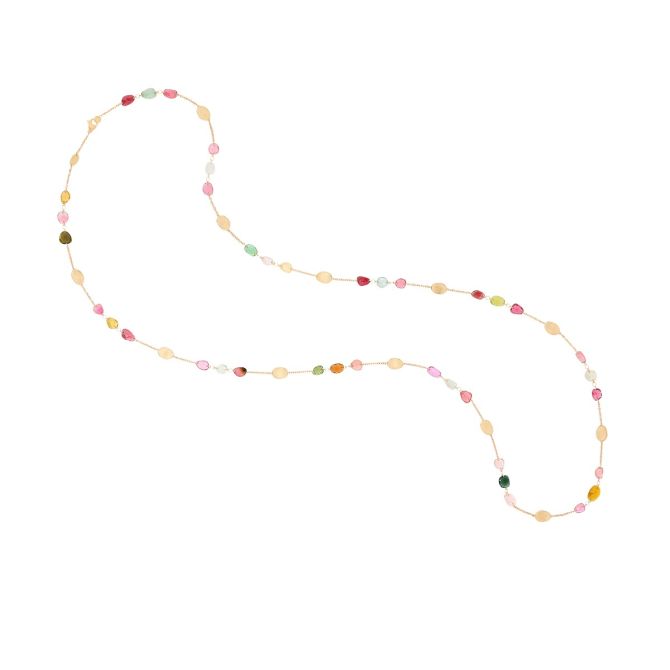Marco Bicego Lunaria Tourmaline Bead Station Necklace in Yellow Gold, 37.75"
