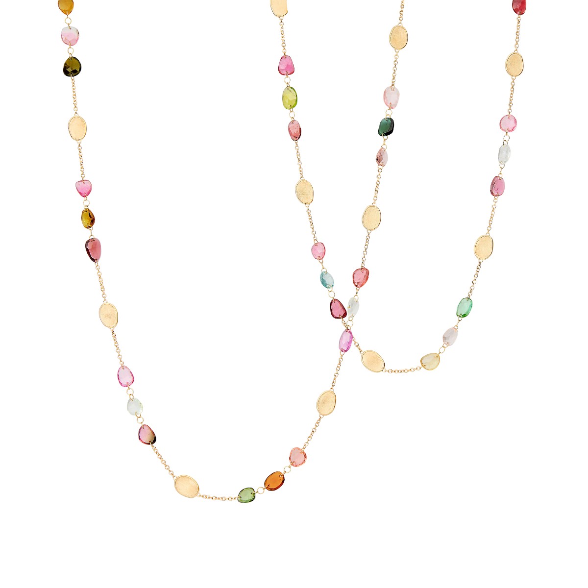 Marco Bicego Lunaria Tourmaline Bead Station Necklace in Yellow Gold, 37.75