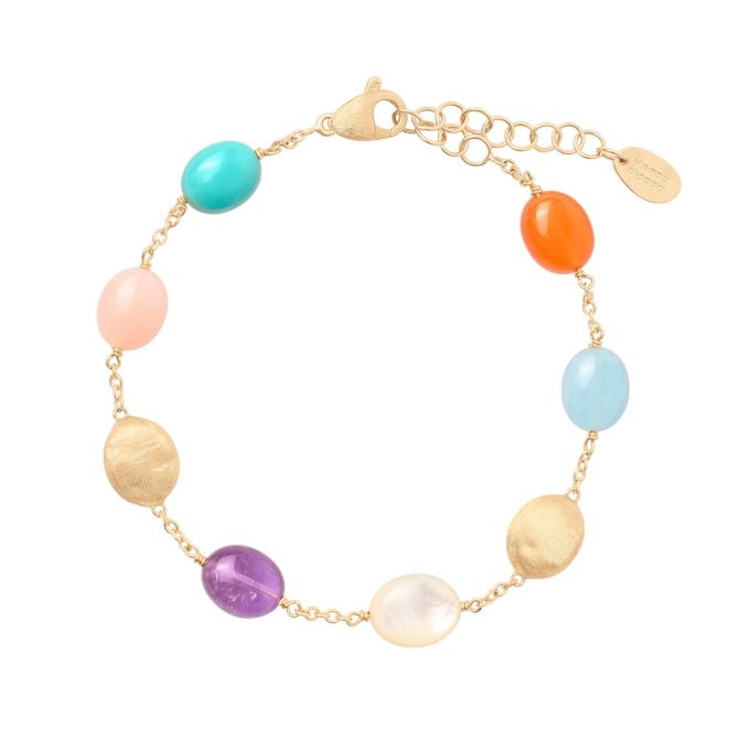 Marco Bicego Siviglia Mixed Gemstone Bead Station Bracelet in Yellow Gold, 6.75"