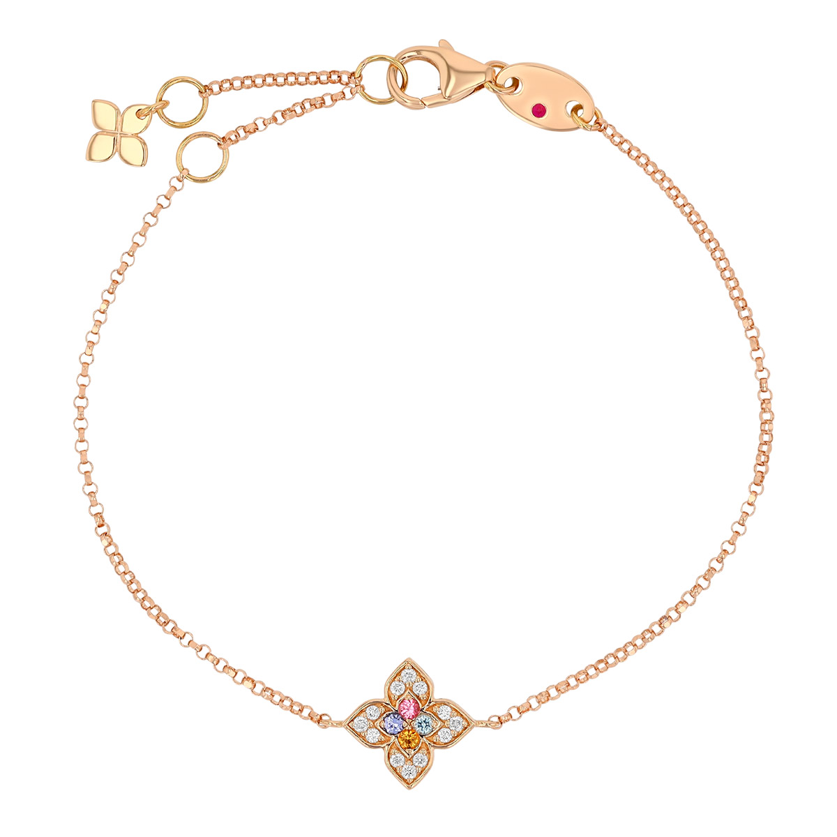 Roberto Coin Venetian Princess Carnival Multi Gemstone & Diamond Flower Bracelet in Rose Gold, 7