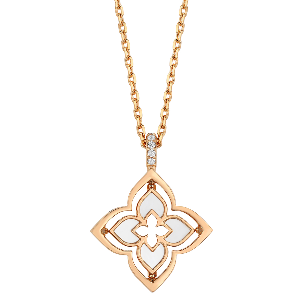 Roberto Coin Venetian Princess Pirouette Diamond & Mother of Pearl Pendant in Rose Gold, 17
