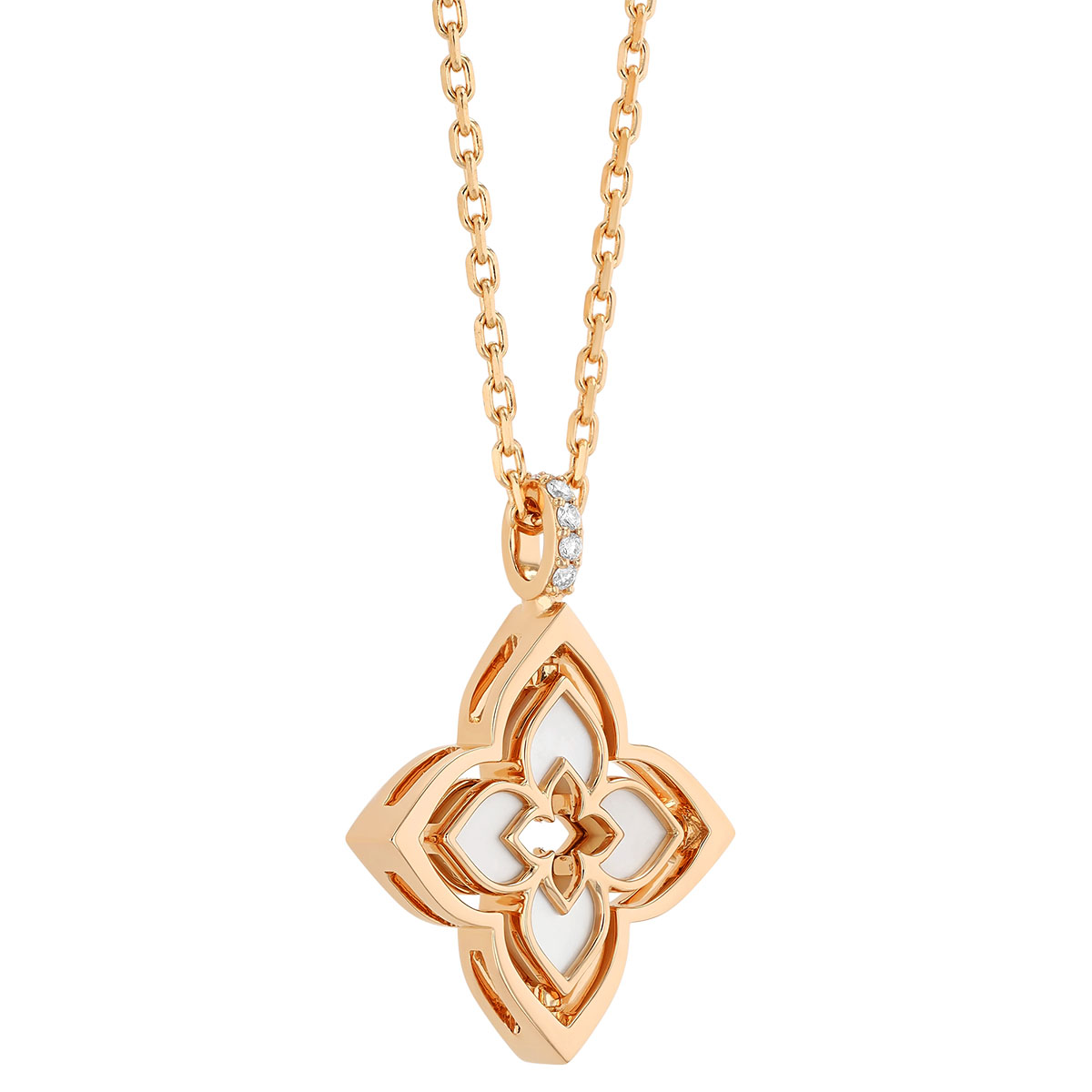 Roberto Coin Venetian Princess Pirouette Diamond & Mother of Pearl Pendant in Rose Gold, 17