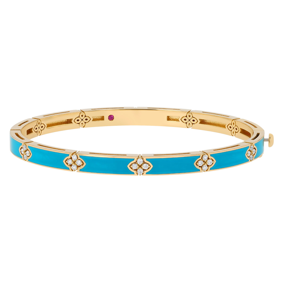 Roberto Coin Love in Verona Blue Enamel & Diamond Bangle Bracelet in Yellow Gold