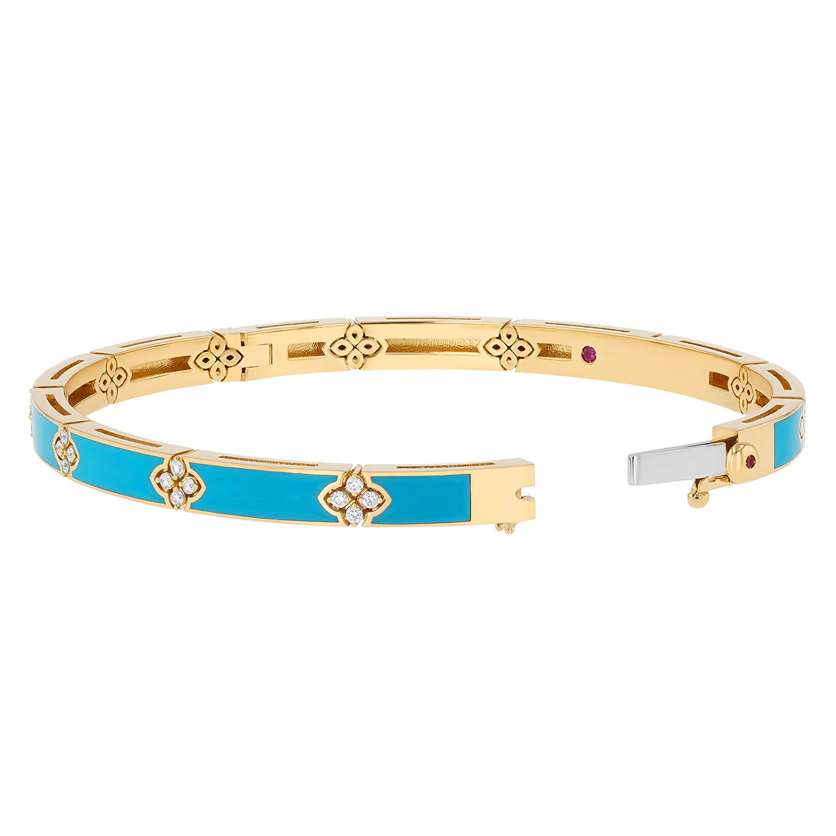 Roberto Coin Love in Verona Blue Enamel & Diamond Bangle Bracelet in Yellow Gold