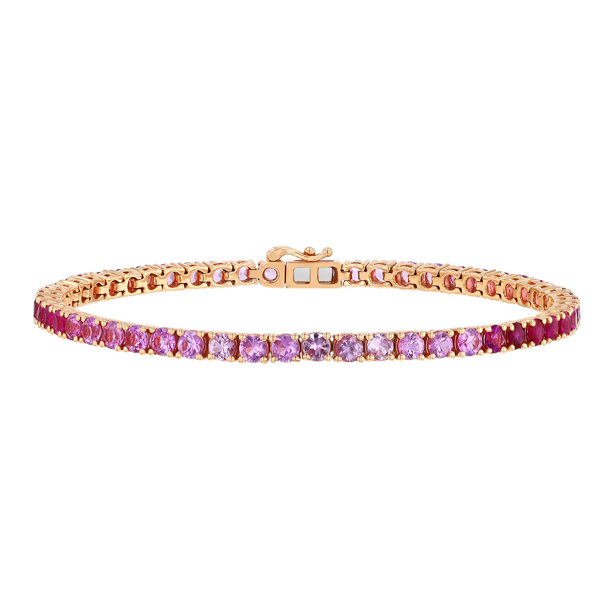 Ombre Pink Sapphire Tennis Bracelet in Rose Gold, 7