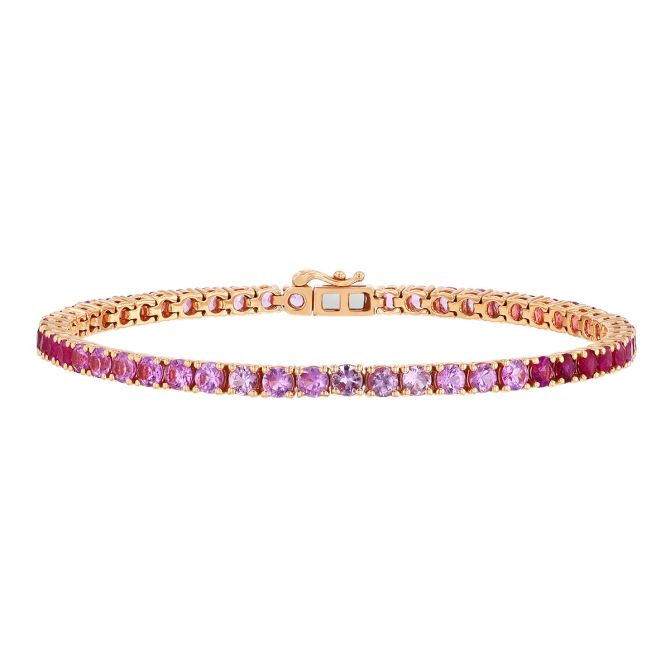 Ombre Pink Sapphire Tennis Bracelet in Rose Gold, 7"