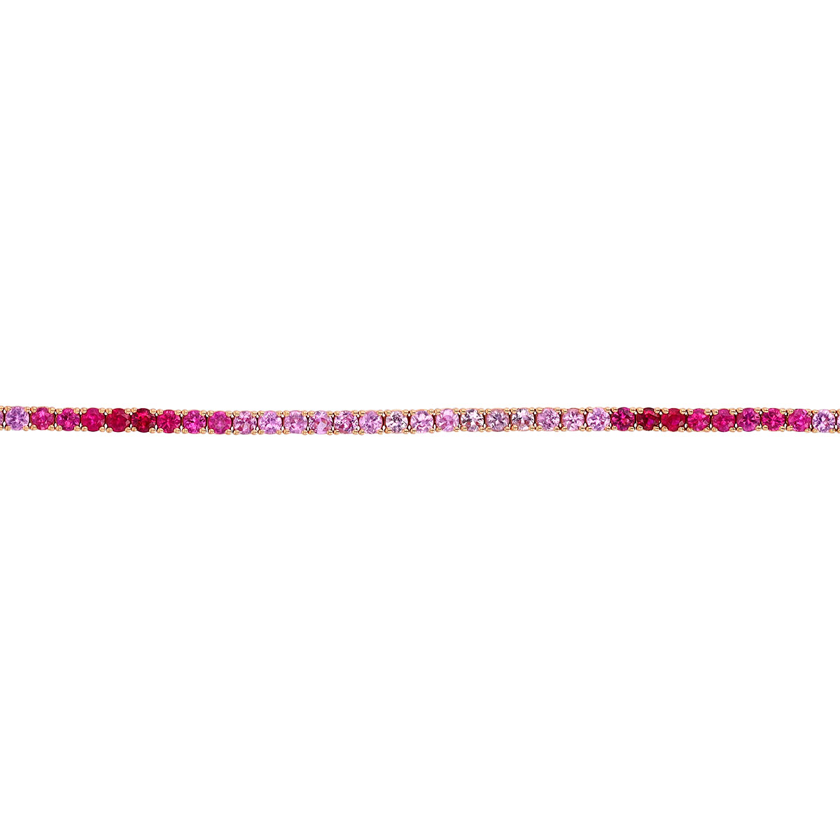 Ombre Pink Sapphire Tennis Bracelet in Rose Gold, 7