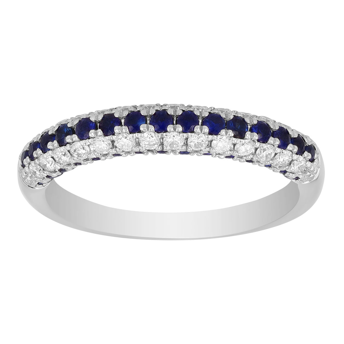 Sapphire & Diamond Pavé Rounded Ring in White Gold