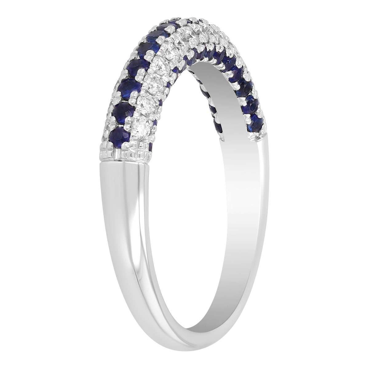 Sapphire & Diamond Pavé Rounded Ring in White Gold