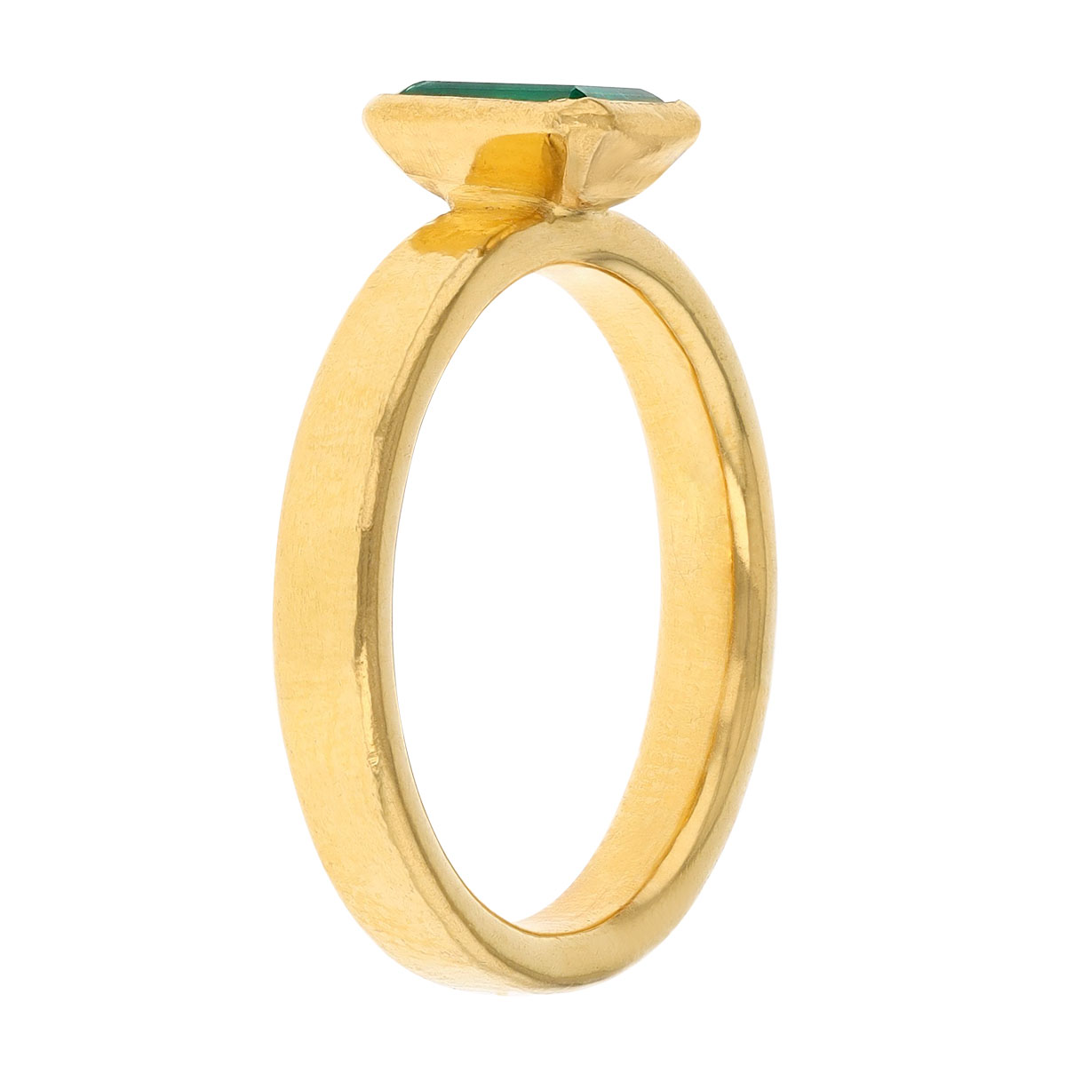 Gurhan Bezel Set Emerald Cut Emerald Ring in Yellow Gold