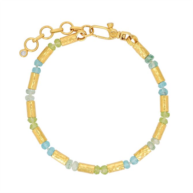 Gurhan Multi Gemstone Bead Station Bracelet in Yellow Gold, 8.5"