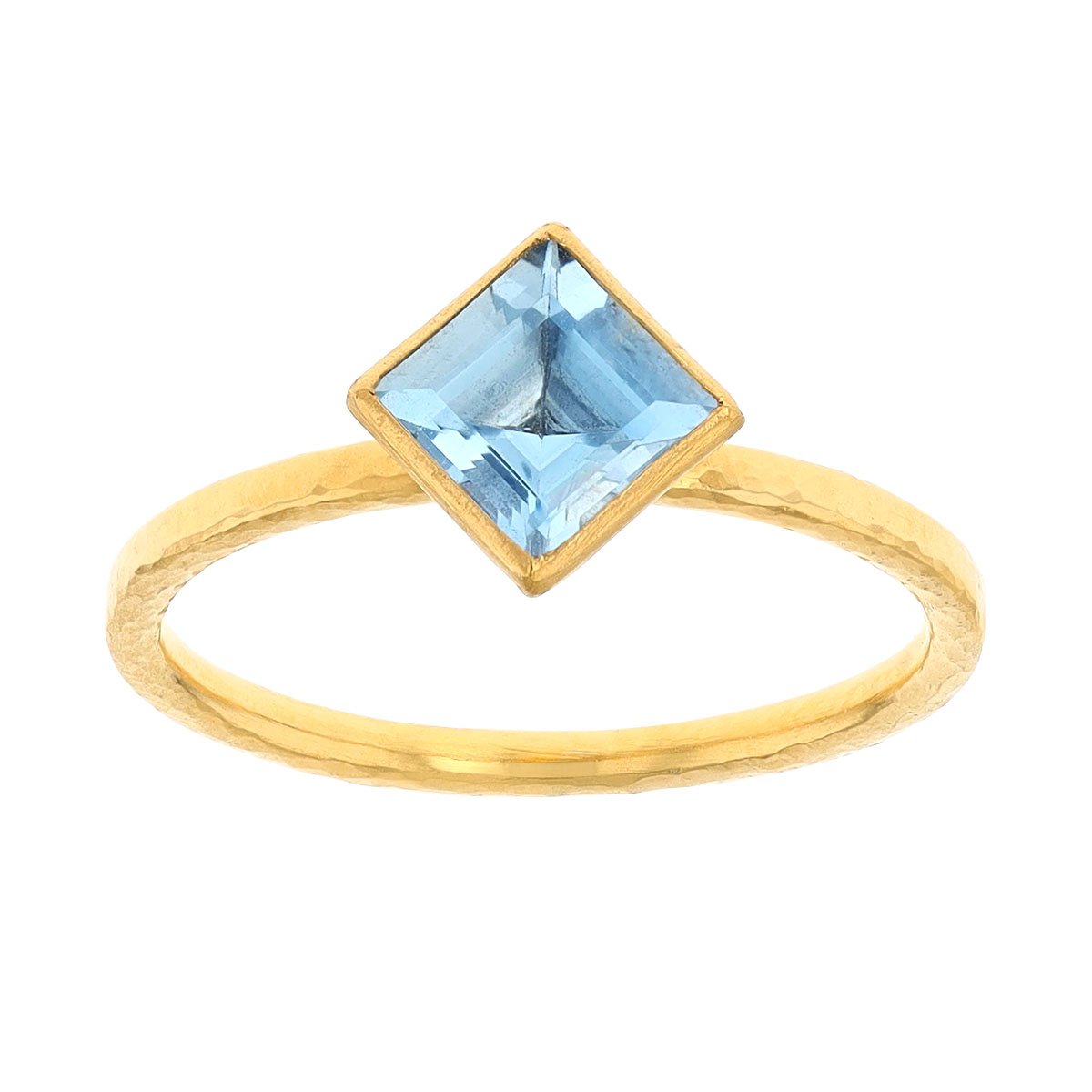 Gurhan Square Step Cut Aquamarine Ring in Yellow Gold