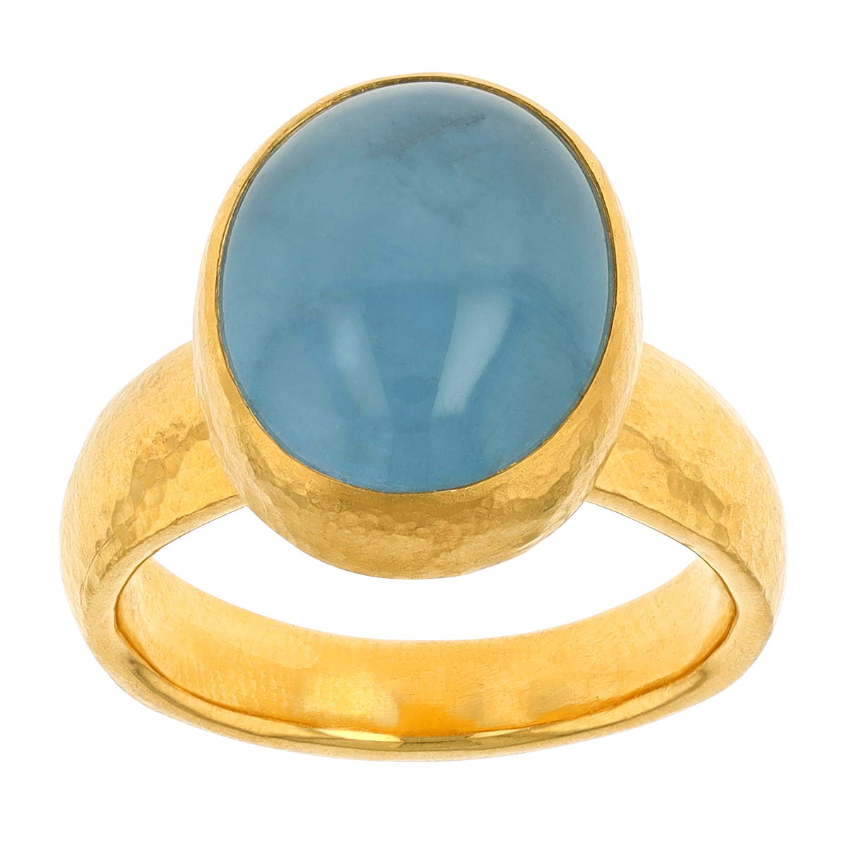 Gurhan Bezel Set Oval Cabochon Aquamarine in Yellow Gold