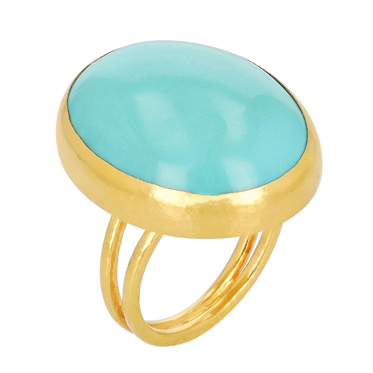 Gurhan Oval Cabochon Turquoise Cocktail Ring in Yellow Gold