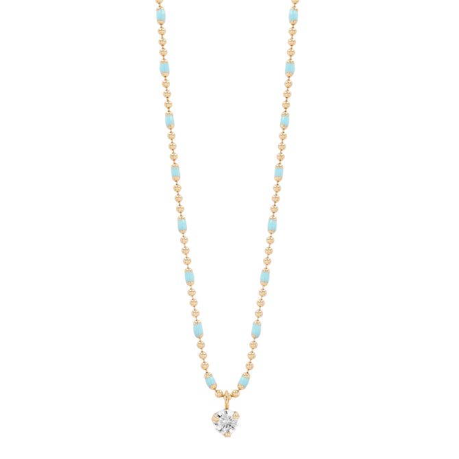 Zoe Chicco Diamond Pendant & Turquoise Station Necklace in Yellow Gold, 18"